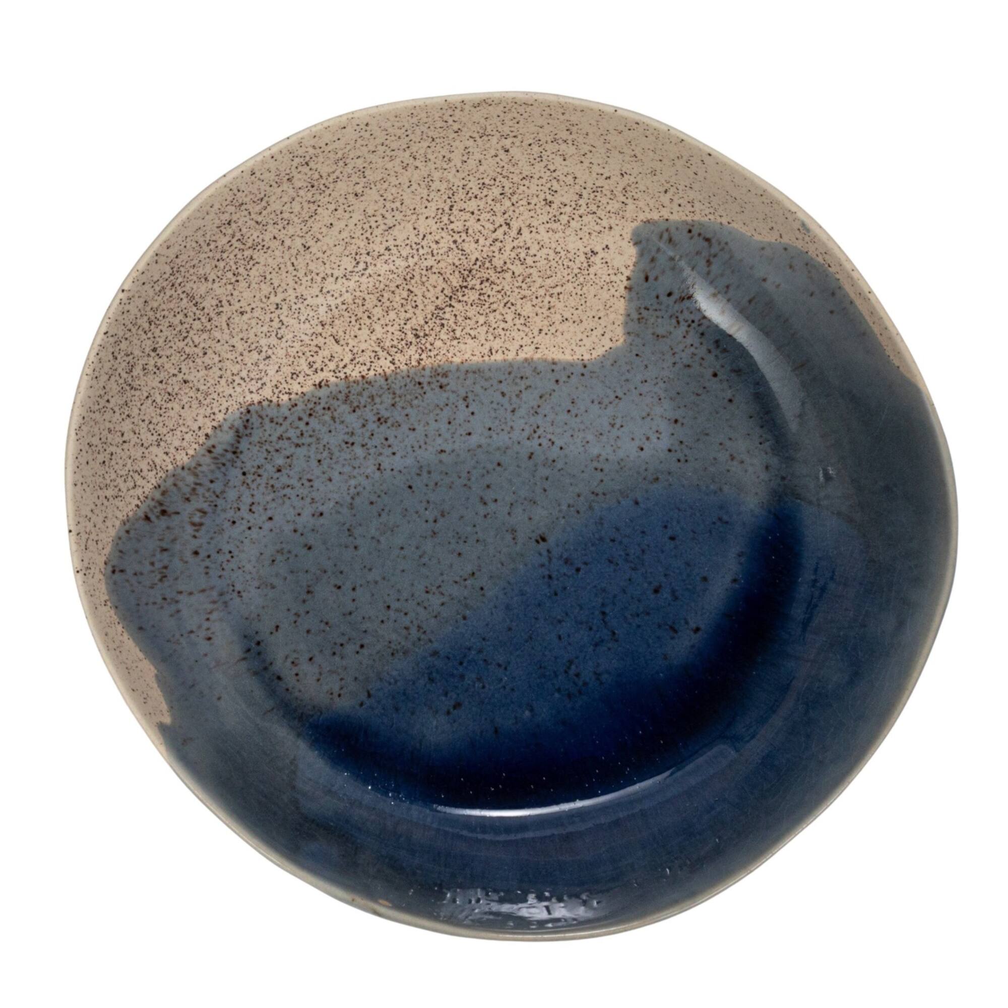 Hello Honey® 11" Blue & Cream Crackle Glaze Large Stoneware Serving Bowl